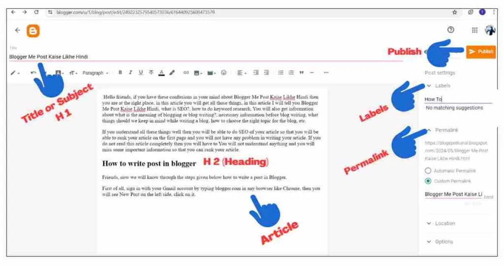 Blogger Me Post Kaise Likhe Hindi